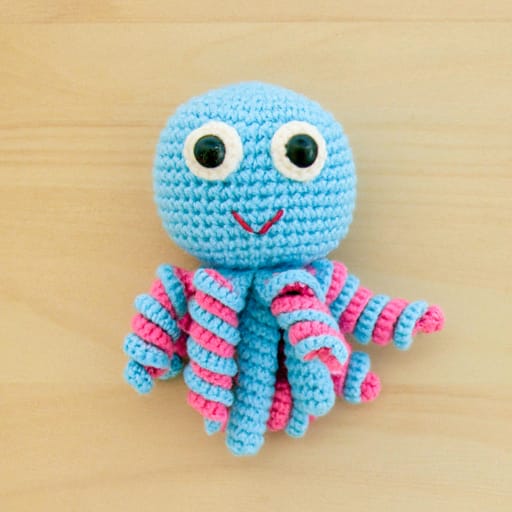 Pink and blue mouse octopus knit